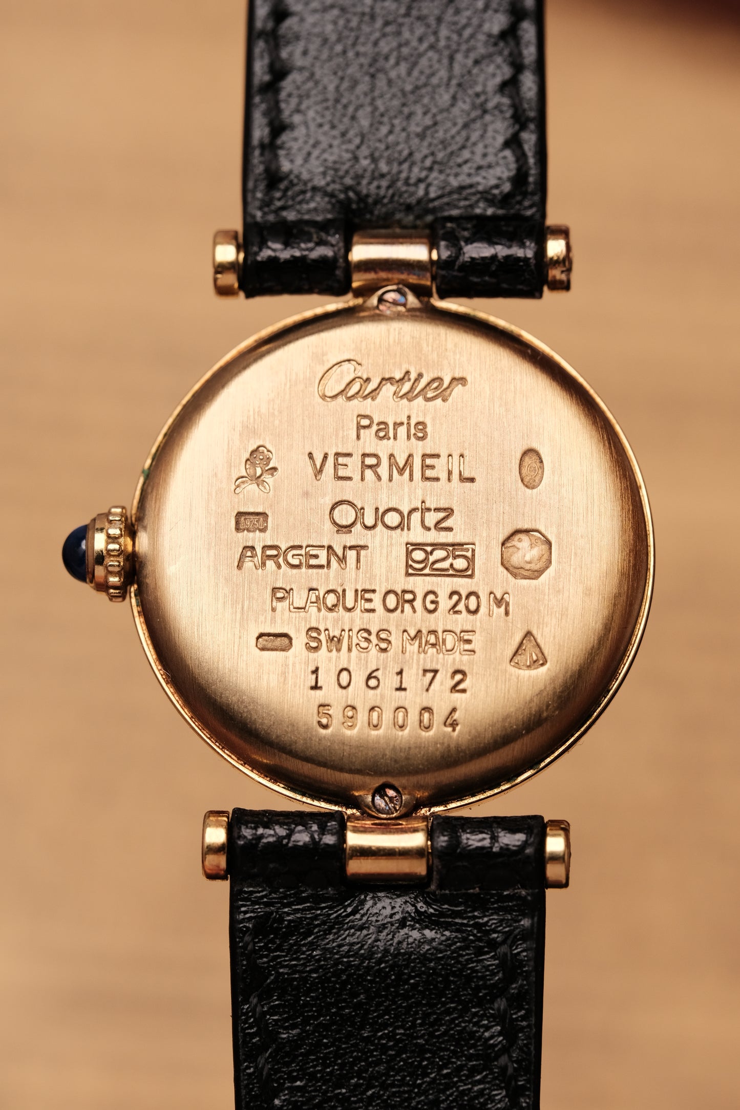 Ladies Cartier Must Vendome Vermeil 590004 ARGENT 925 Gold Plated 24MM