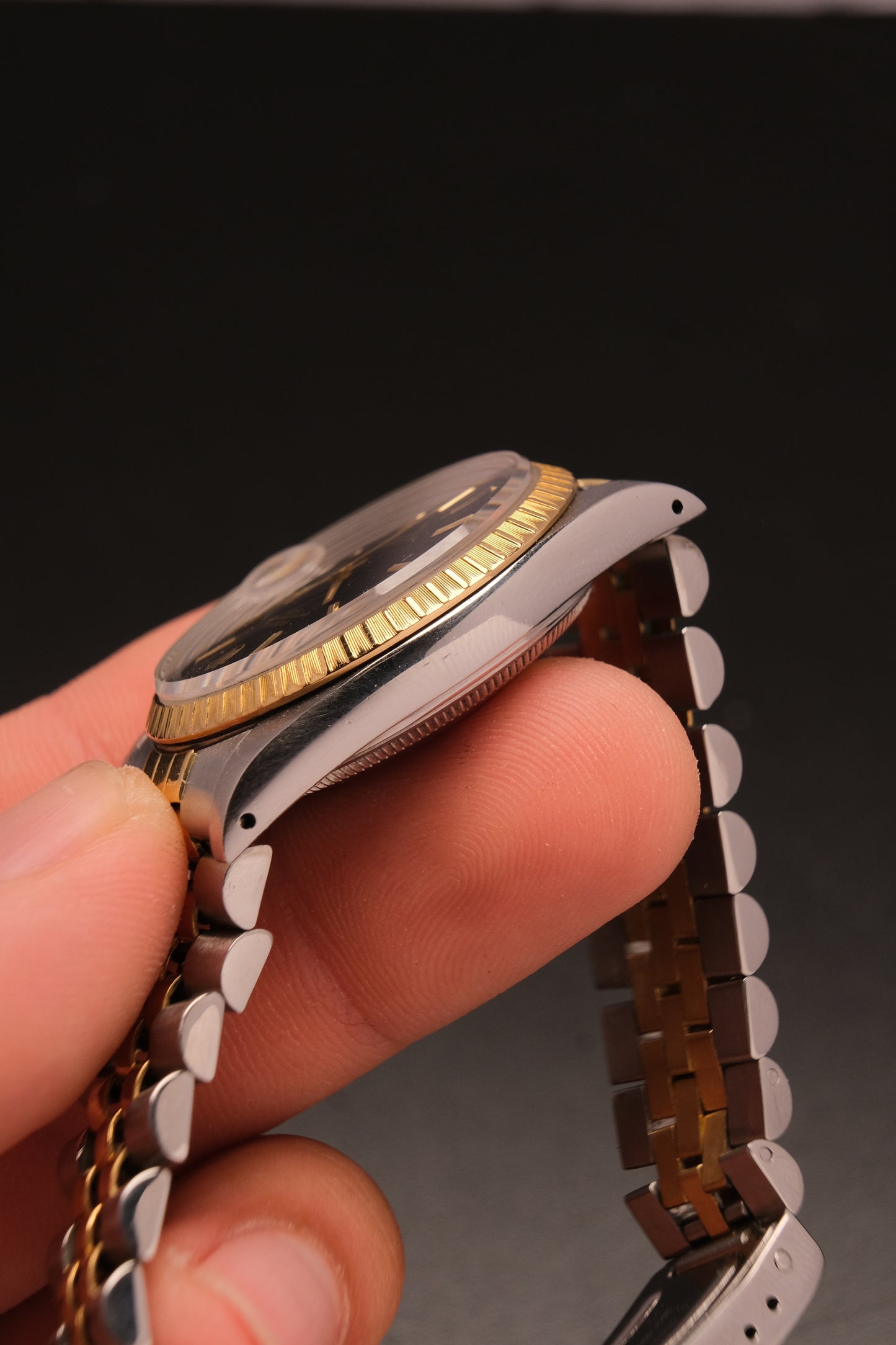 Vintage Rolex Date 34mm 15053 Two Tone Steel 18K Yellow Gold Black Jubilee 1984