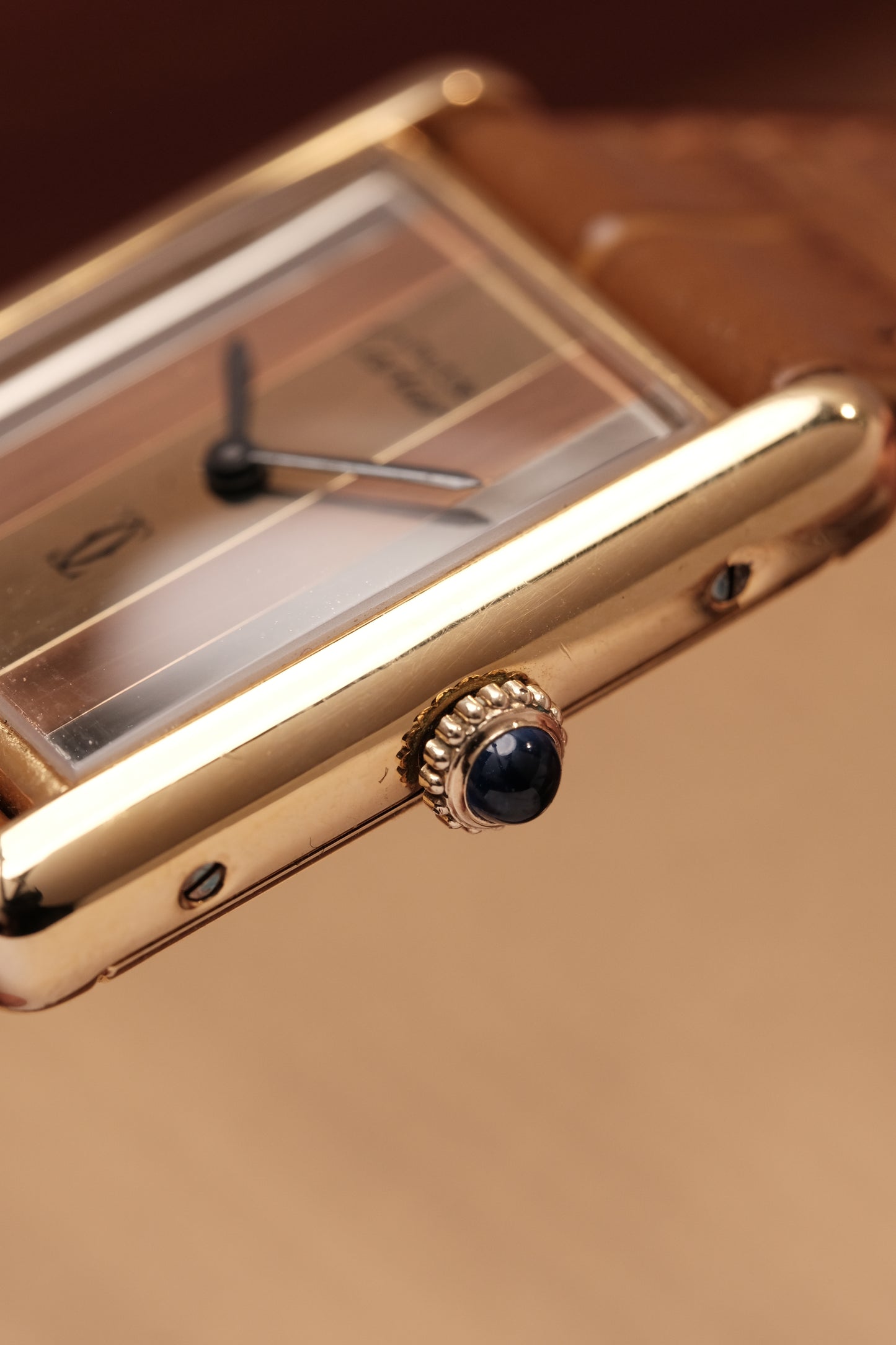 CARTIER De Must Tank Trinity Vertical Stripe Dial Gold Hand Winding Gold-Plated Silver 925