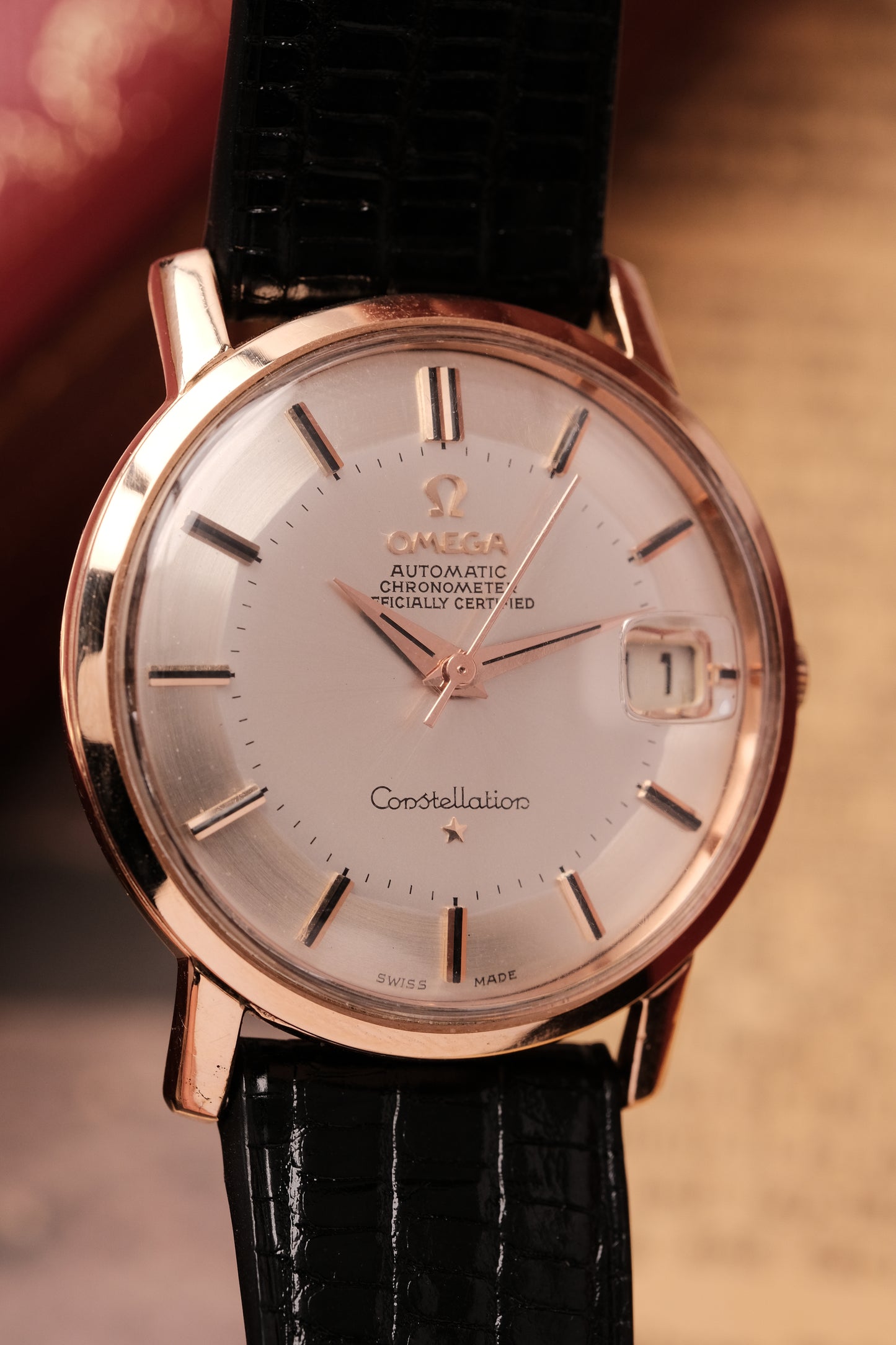 1967 OMEGA CONSTELLATION PIE PAN ROSE GOLD CHRONOMETER REF 168.010