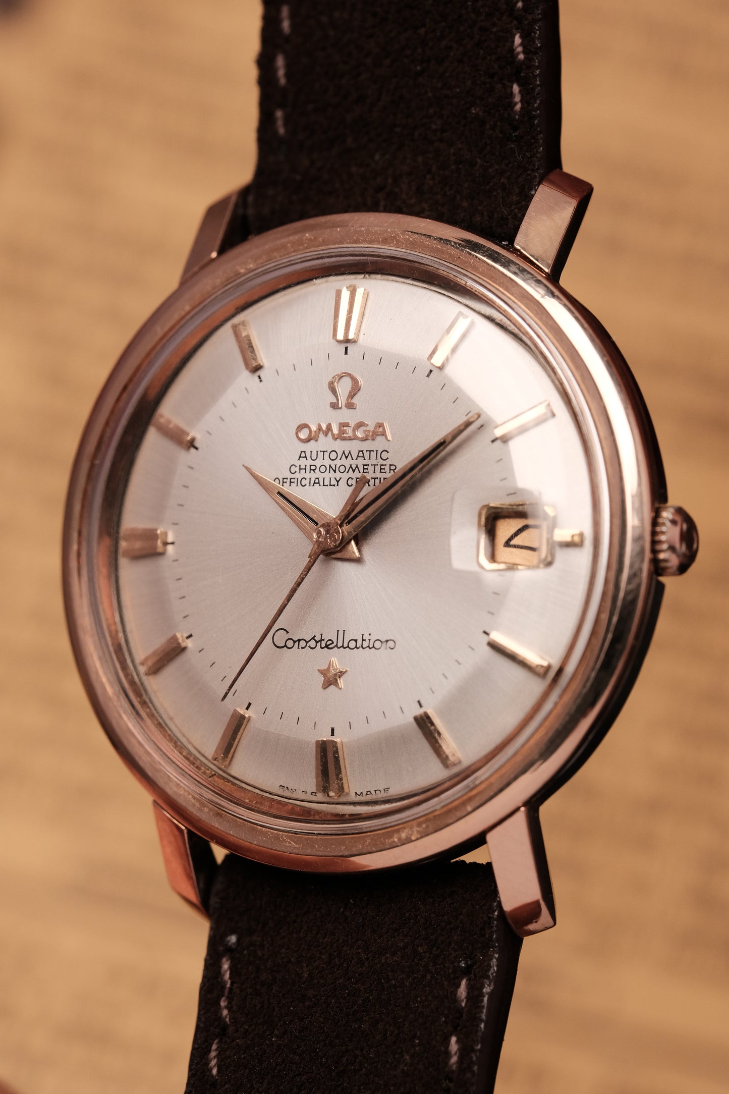 1966 OMEGA CONSTELLATION PIE PAN White Dial Rose Gold AUTOMATIC CHRONOMETER REF. 168.004
