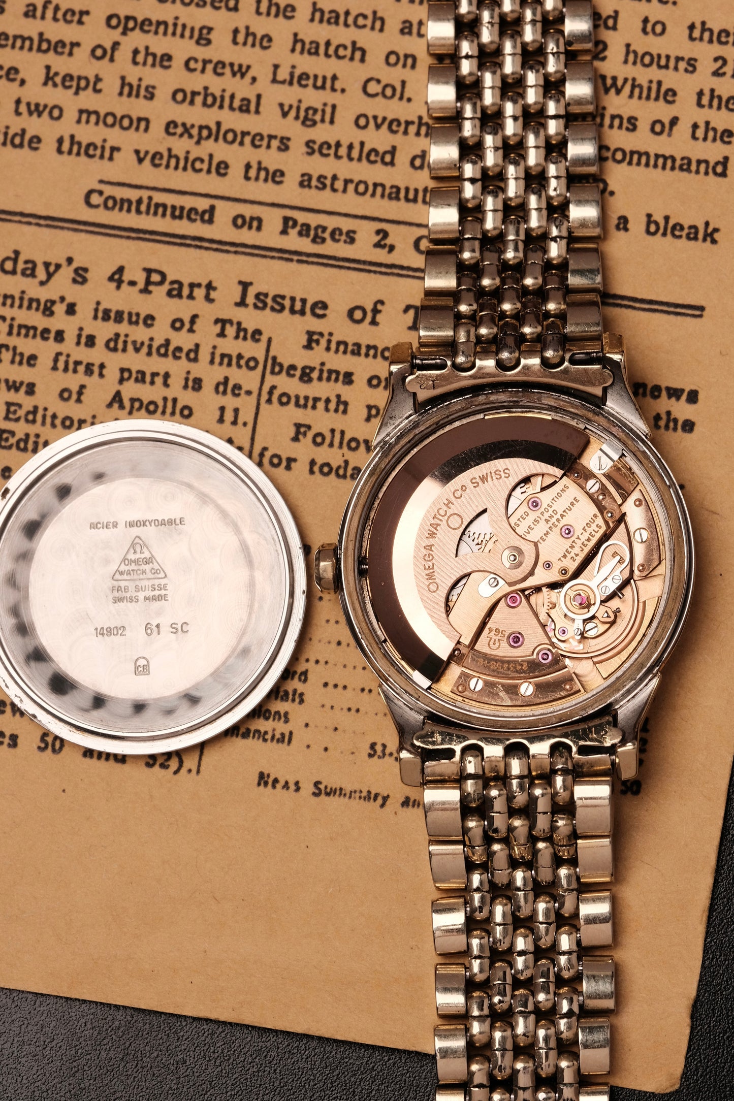 1966 OMEGA CONSTELLATION PIE PAN DOG LEG GOLD CROSS HAIR DIAL AUTOMATIC CHRONOMETER REF. 14902-61 SC