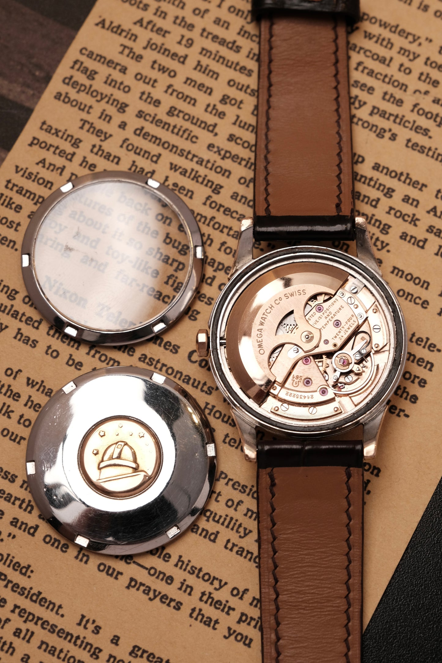 Vintage 1964 Omega Constellation Pie Pan Rose Gold Crosshair Dial REF. 14393-10 SC (MOD CASE BACK)