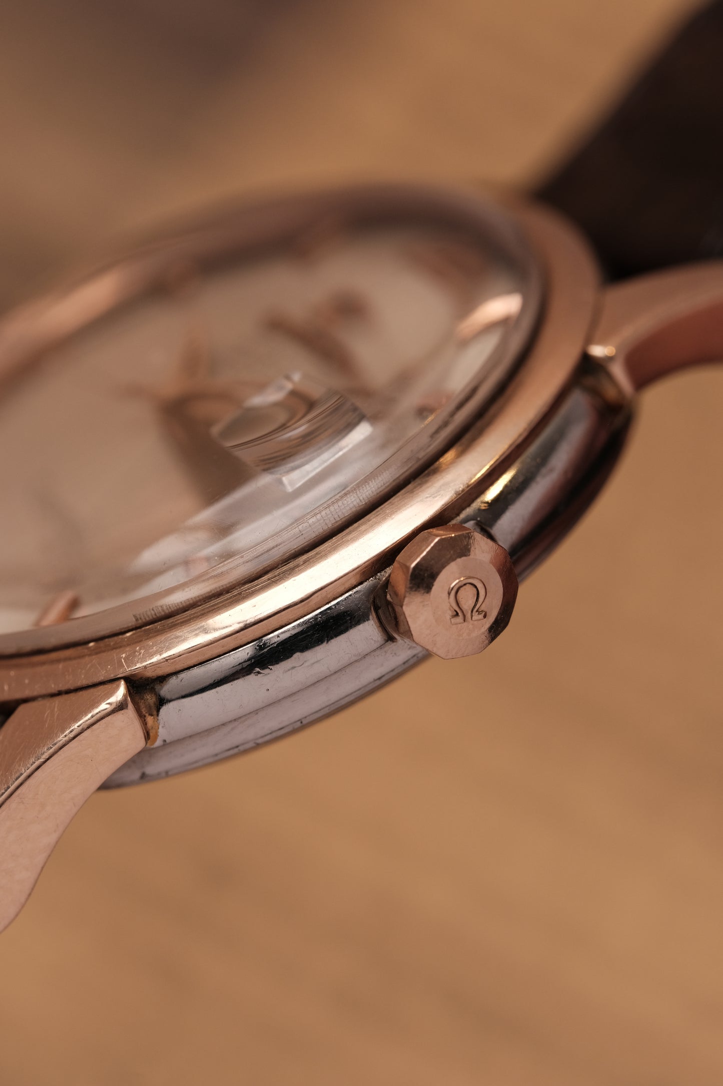 Vintage 1964 Omega Constellation Pie Pan Rose Gold Crosshair Dial REF. 14393-10 SC (MOD CASE BACK)
