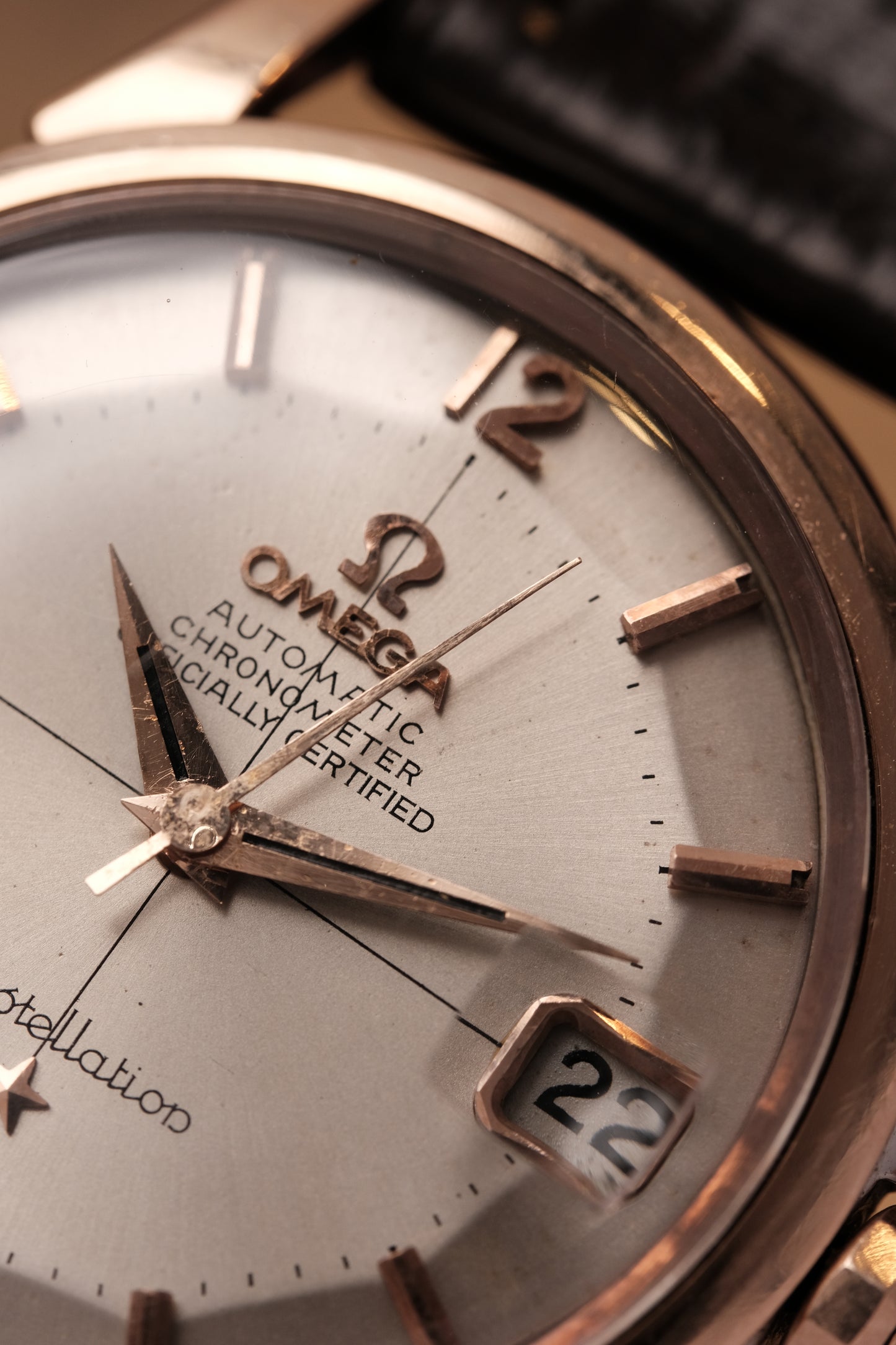 Vintage 1964 Omega Constellation Pie Pan Rose Gold Crosshair Dial REF. 14393-10 SC (MOD CASE BACK)