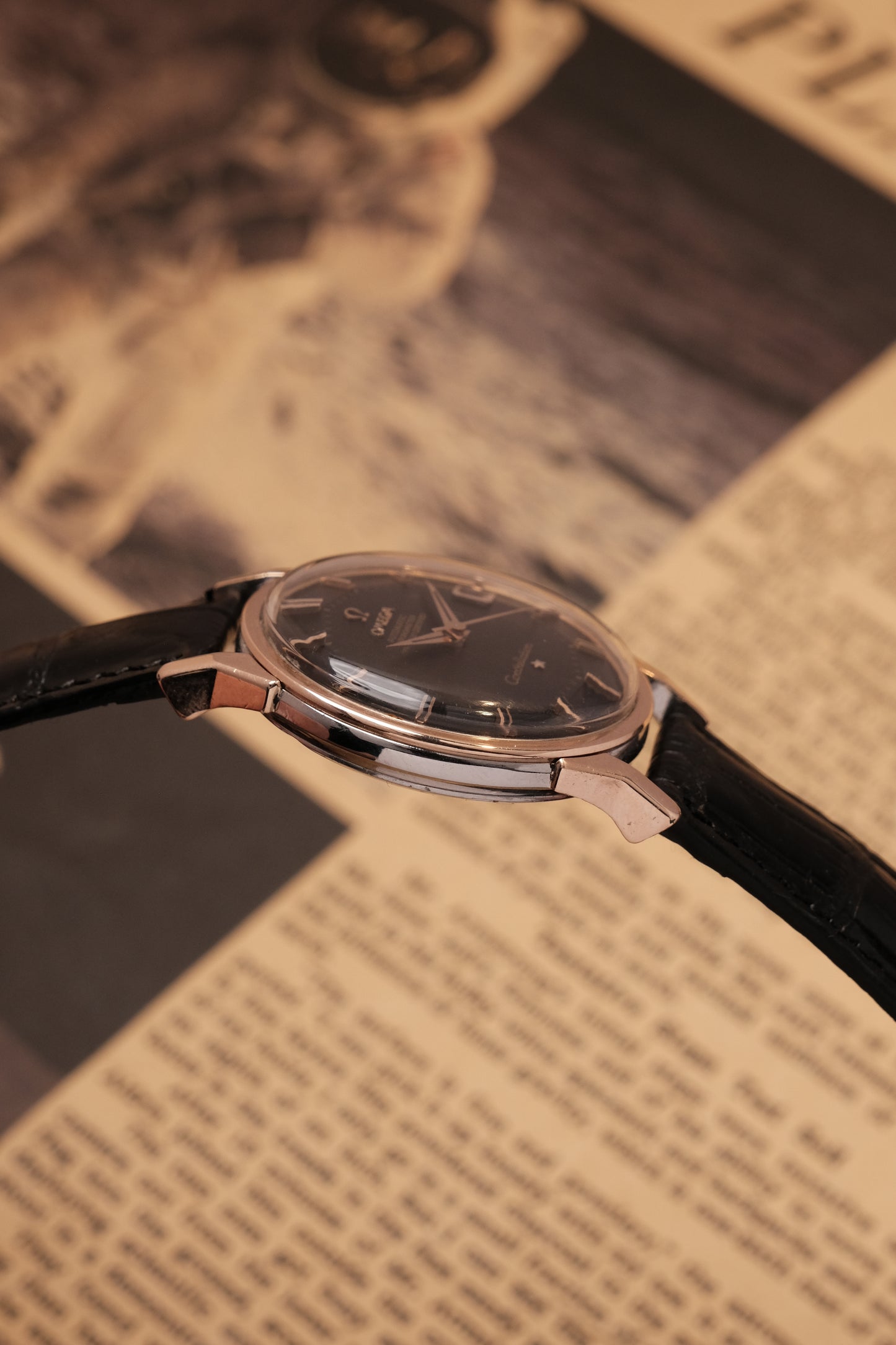 1963 OMEGA CONSTELLATION PIE PAN DOG LEG Black Dial Rose Gold AUTOMATIC CHRONOMETER REF. 168.005