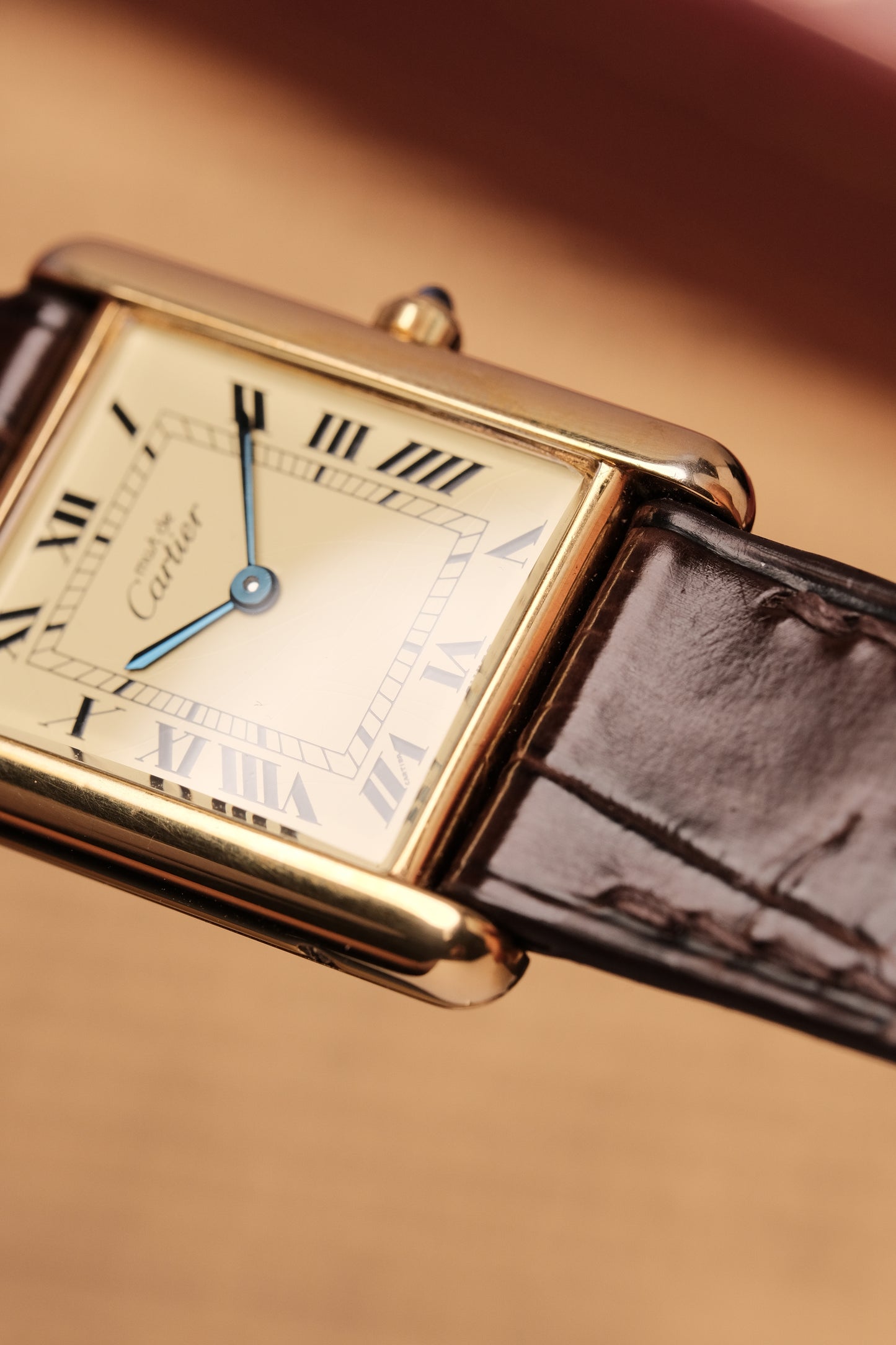 1990's CARTIER MUST DE CARTIER TANK VERMEIL ROMAN DIAL QUARTZ 23MM