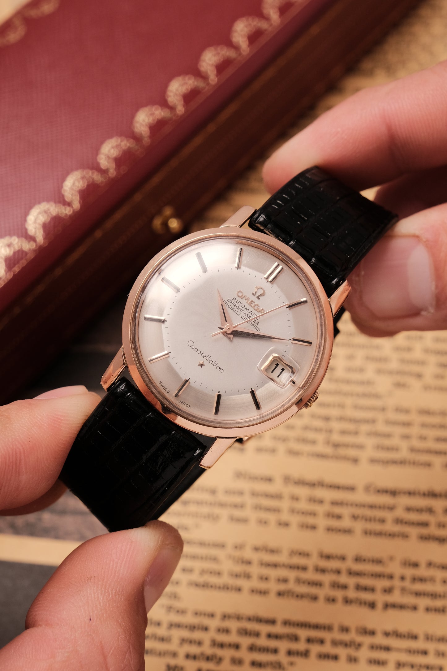 1967 OMEGA CONSTELLATION PIE PAN ROSE GOLD CHRONOMETER REF 168.010