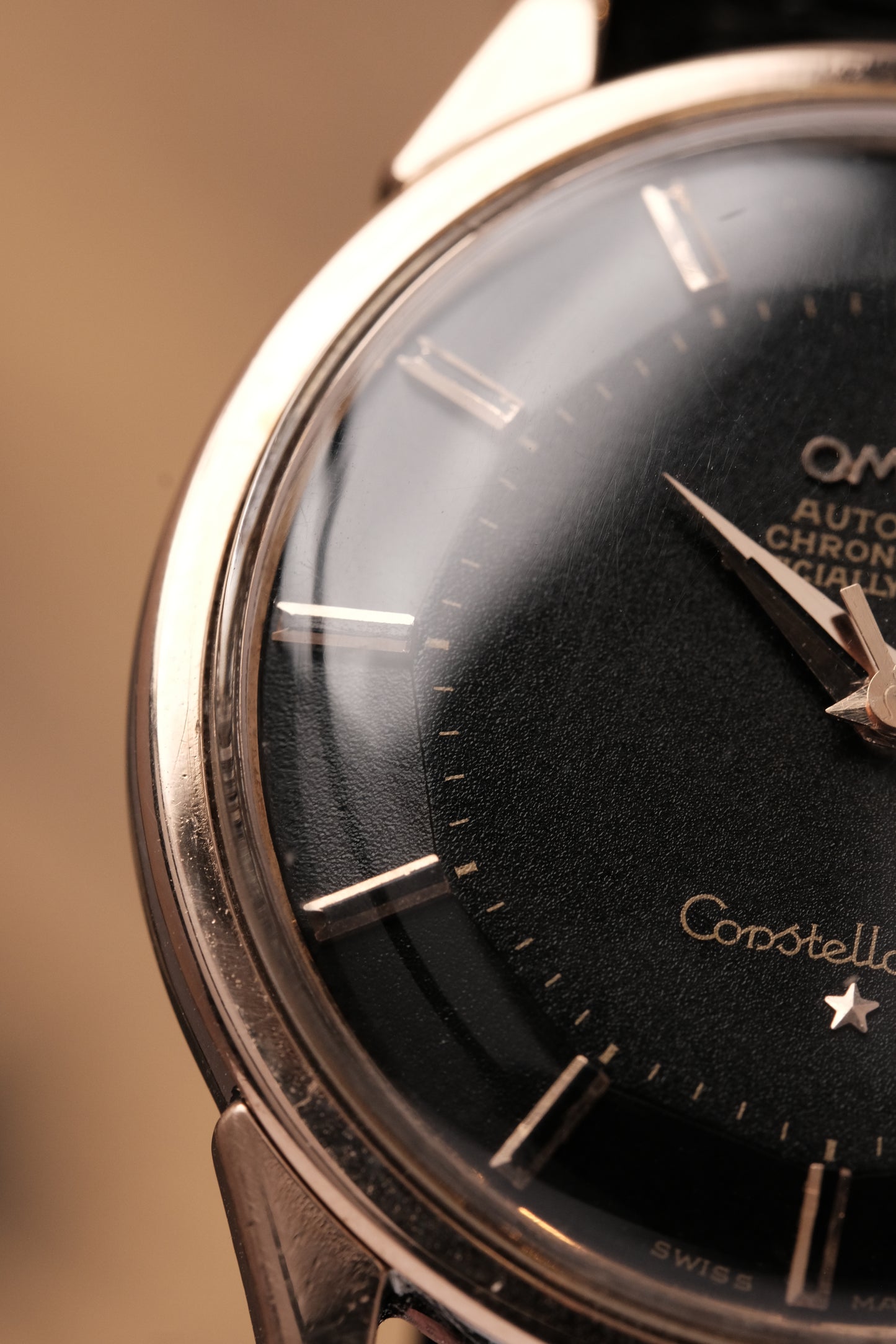 1963 OMEGA CONSTELLATION PIE PAN DOG LEG Black Dial Rose Gold AUTOMATIC CHRONOMETER REF. 168.005