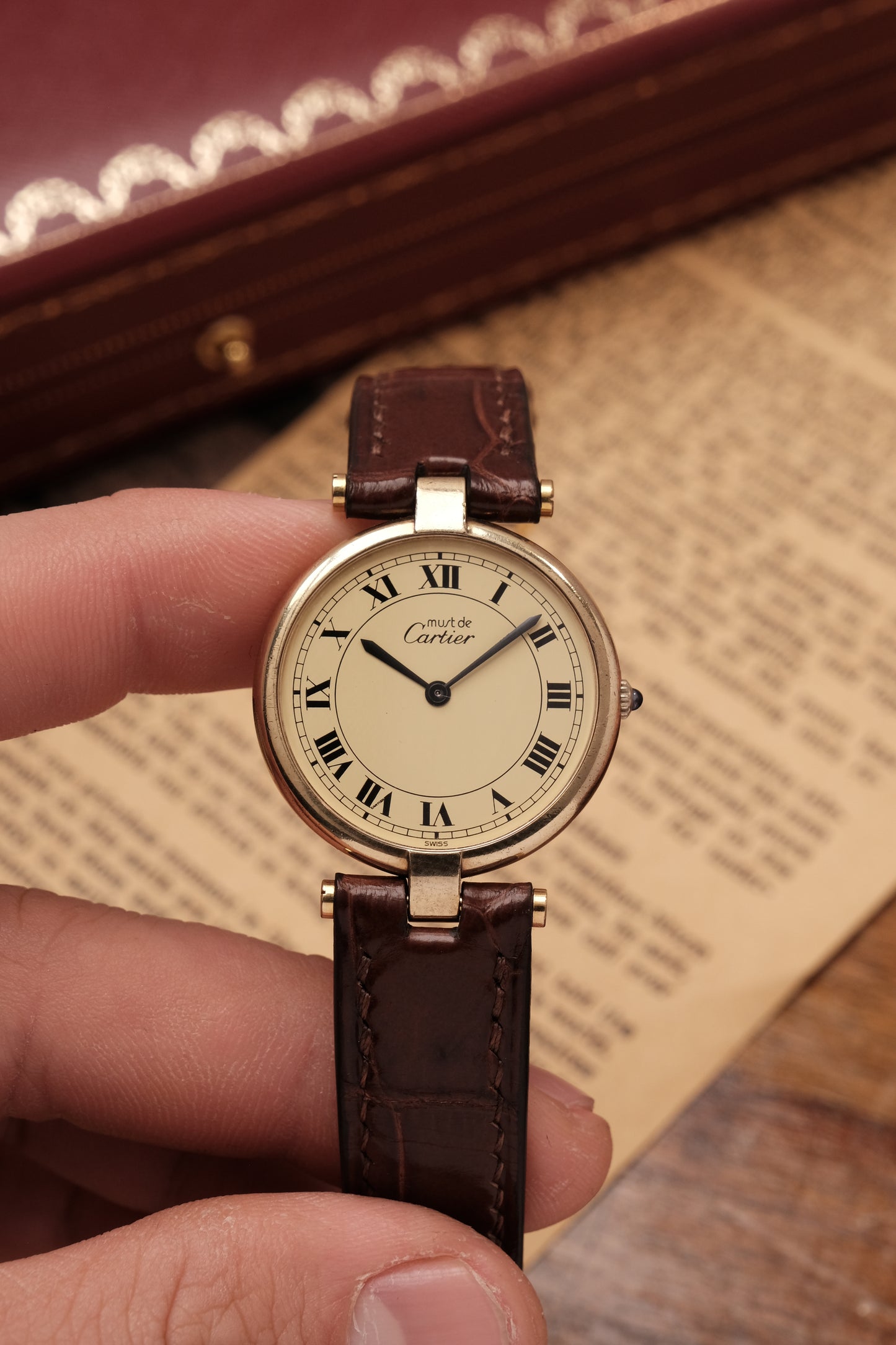 1990's Cartier Must Vendome LM Vermeil Quartz Gold Plated 30mm