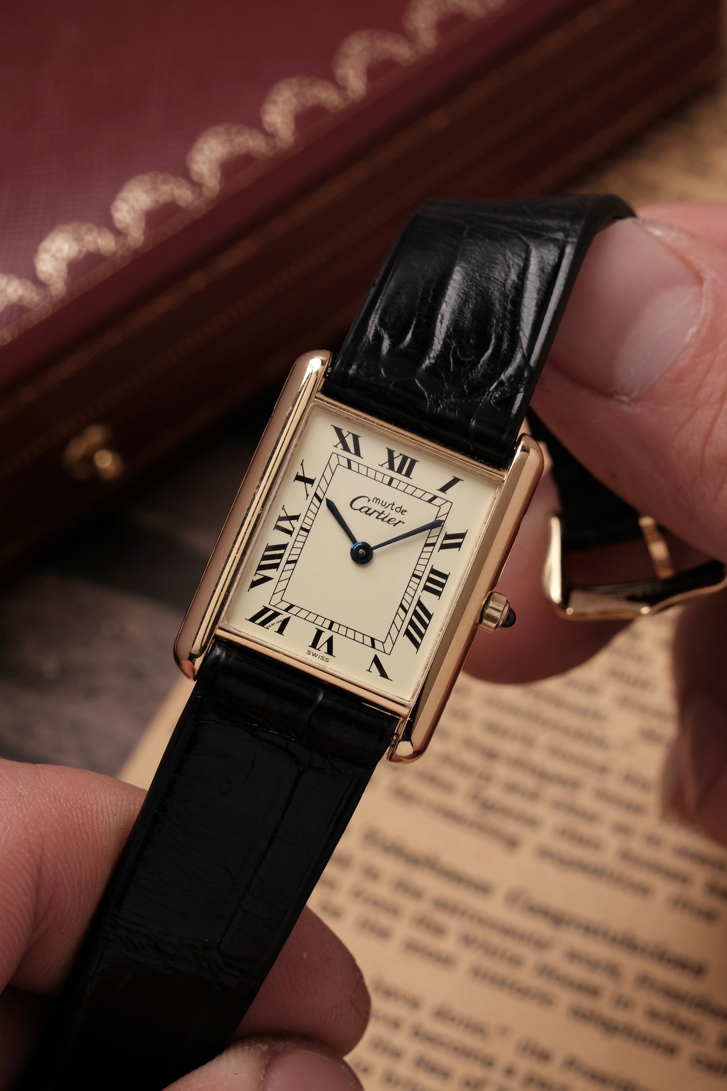 CARTIER MUST DE CARTIER TANK VERMEIL ROMAN DIAL REF. 681006