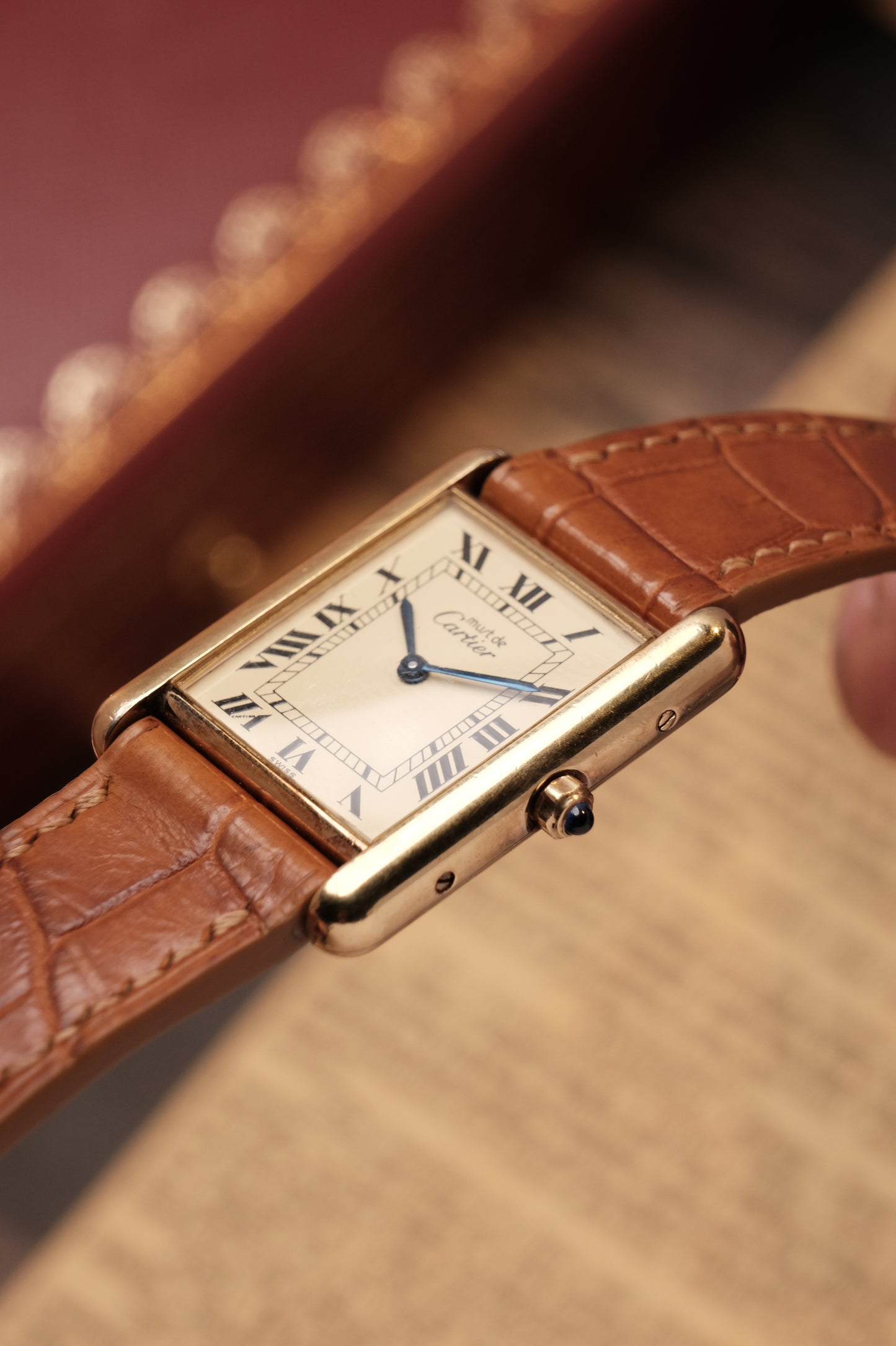 CARTIER MUST DE CARTIER TANK VERMEIL ROMAN DIAL REF. 64221