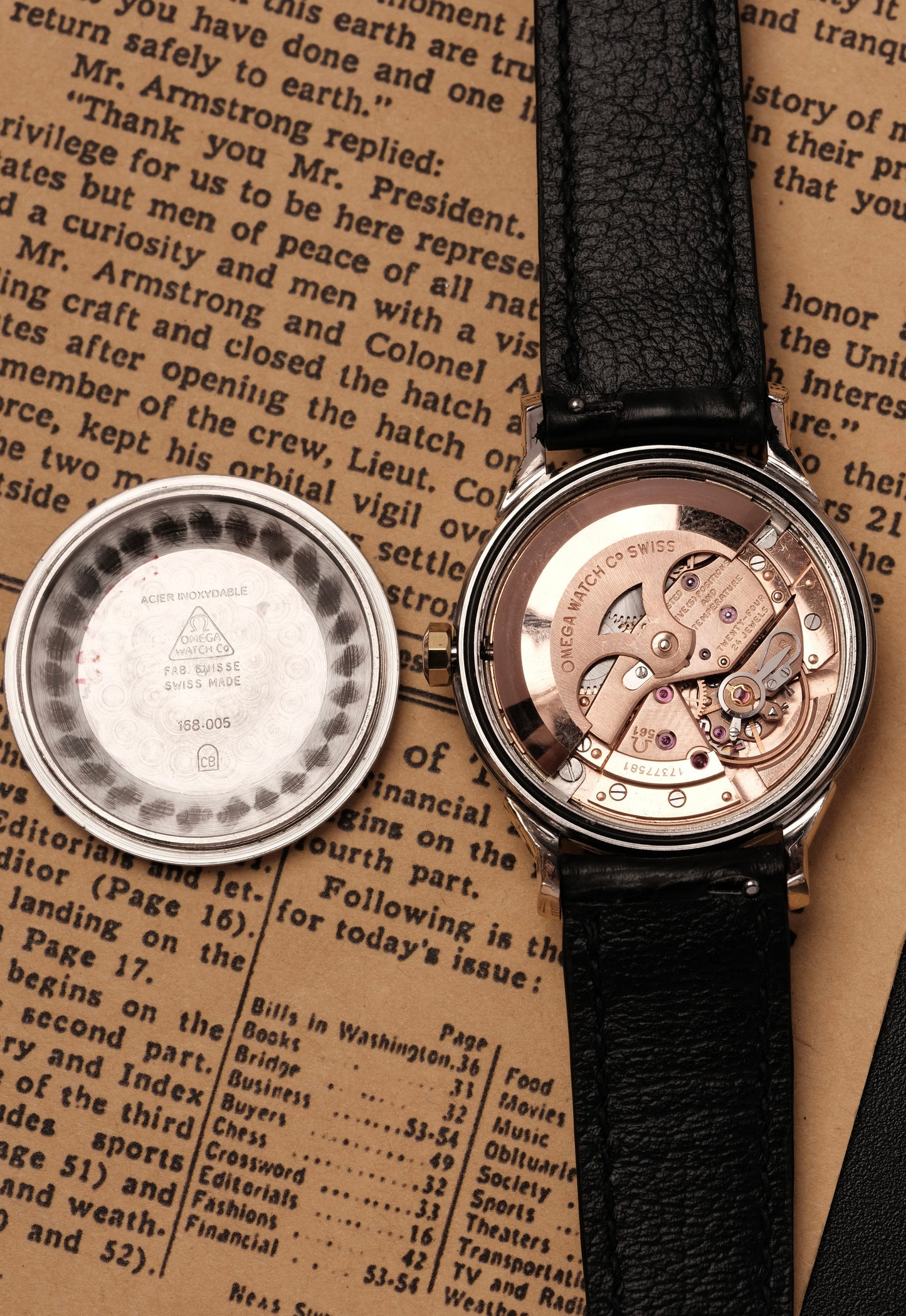 1959 OMEGA CONSTELLATION PIE PAN DOG LEG White Dial AUTOMATIC CHRONOMETER REF. 168.005 ( Black Strap)