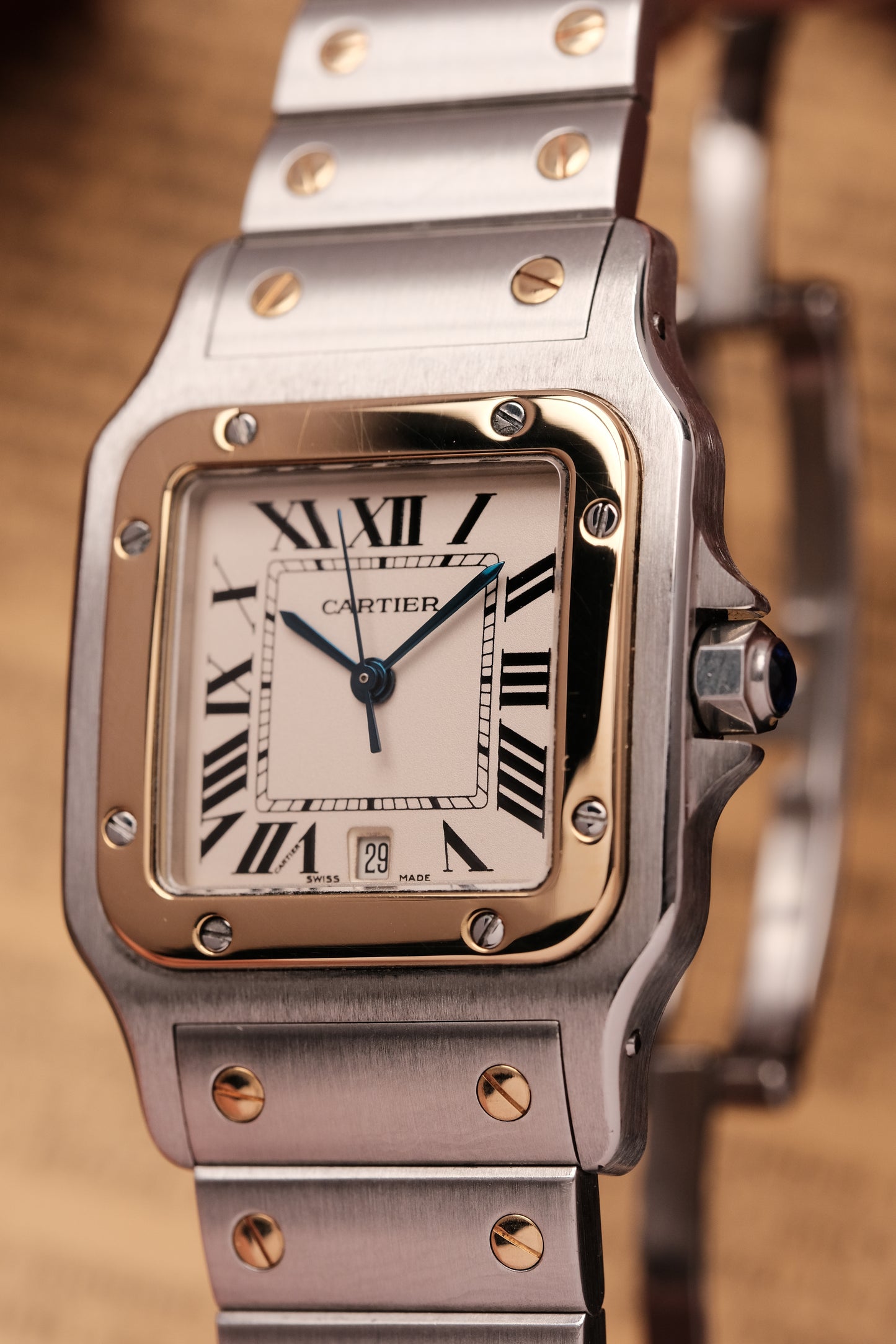 Cartier Santos Galbée 1566 Gold/Steel White Dial 29x41mm Y2K