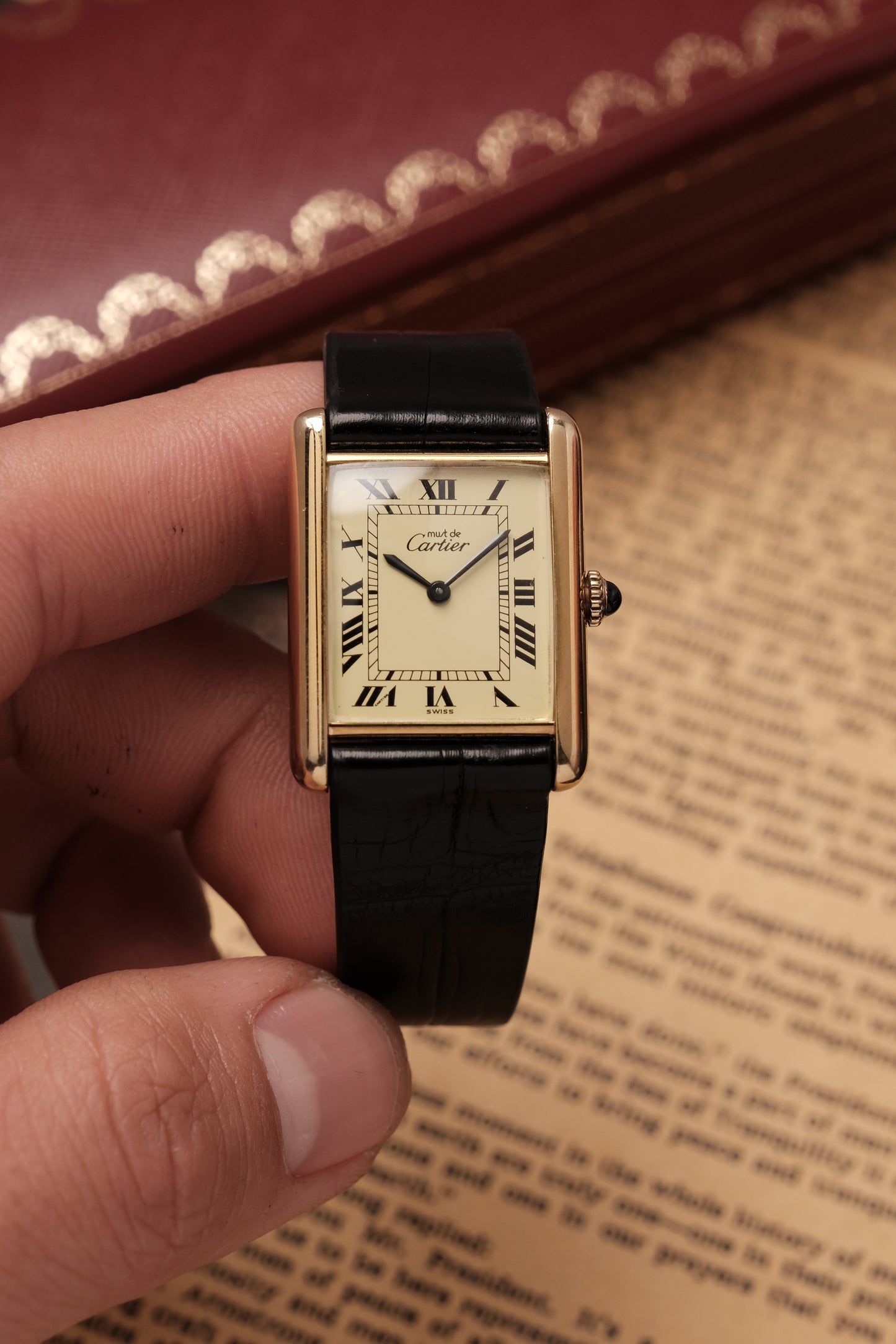 CARTIER MUST DE CARTIER TANK Hand Winding VERMEIL ROMAN DIAL REF. 6 097875