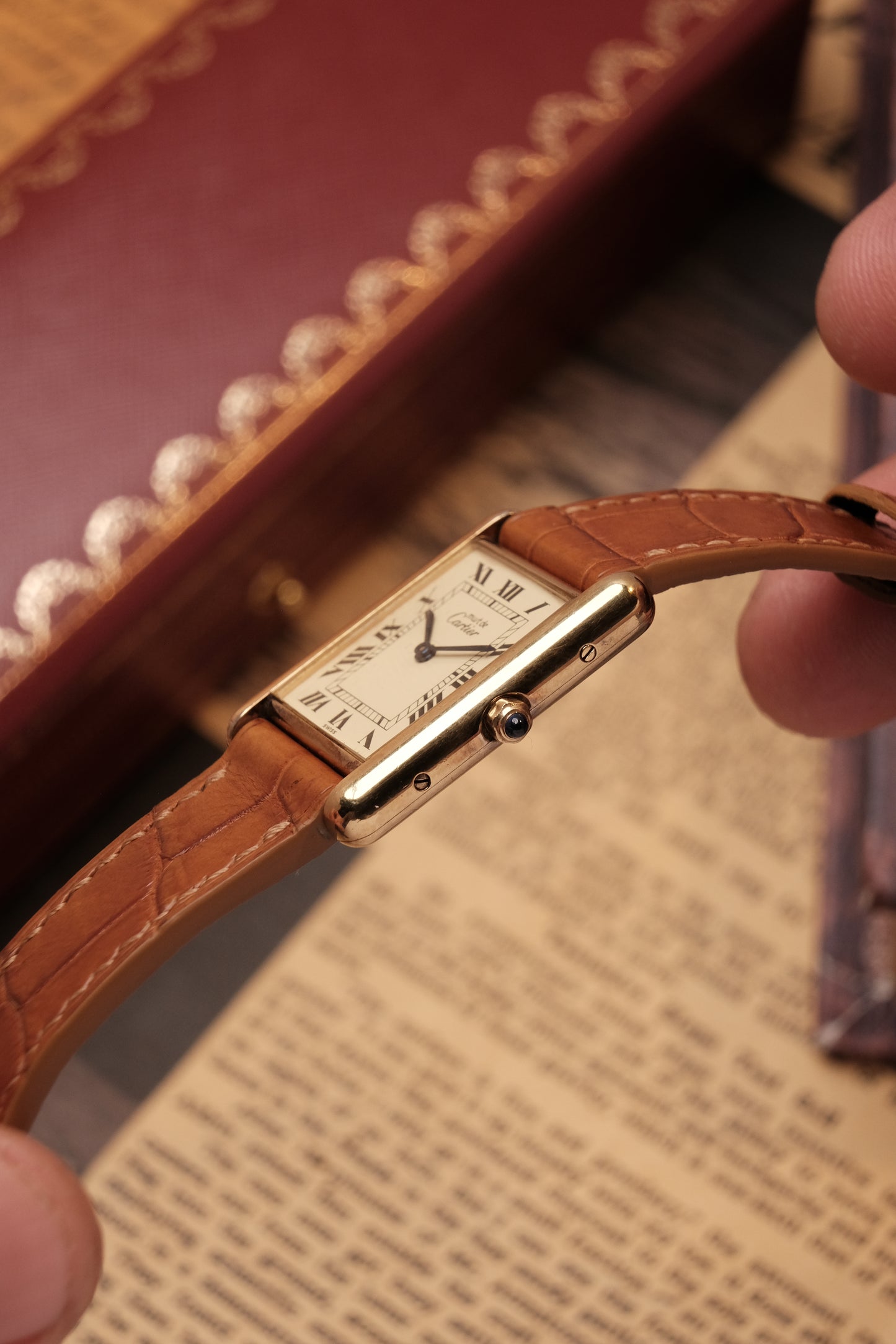 CARTIER MUST DE CARTIER TANK VERMEIL ROMAN DIAL REF. 64221